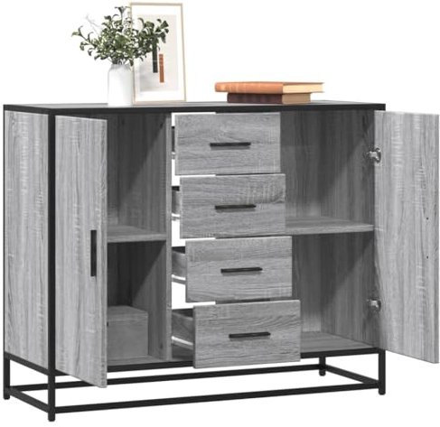 MOBCANT Sideboard, Anrichte Barschrank Storage Cabinet Schuhschrank Geeignet für Küche Schlafzimmer Foyer Korridor Grau Sonoma 92x35x76 cm Holzwerkstoff