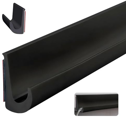 RV Rain Gutter, Rain Gutter Self Adhesive, J Shape RV Rainwater Gutter, TPE Gutter for Truck, RV, Boat, Car and Vehicle Roof (Black-10M)