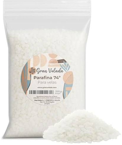 Gran Velada – Parafina 74º Microcristalina 1kg | Parafina en Perlas de Alto Punto de Fusión | Ideal para Velas Decorativas en Moldes con Detalles Finos y Duraderas