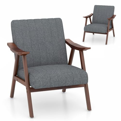 Accent Armchair, Upholstered Sofa Chair with Anti-slip Foot Pads for Living Room, Bedroom, Office