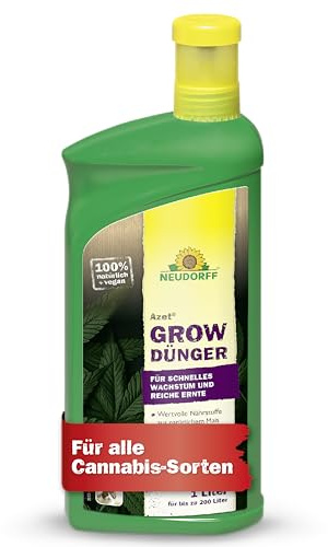 Neudorff Azet GrowDünger – 100% natürlicher Cannabisdünger für schnelles Wachstum und reiche, gehaltvolle Ernten aller Cannabissorten, 1 Liter