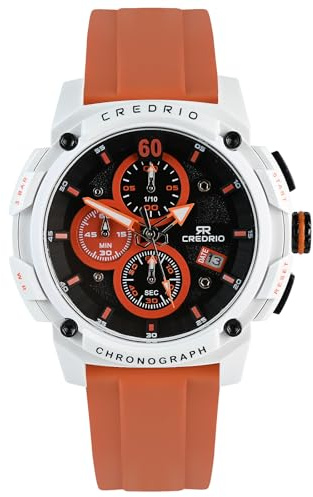 OXFANITE Men's Fashion Watch Silicon Band Business Quartz Watches Luxury Waterproof Luminous Analog Display with Date Chronograph Multifunctional Watch Orange