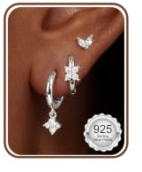 MILACOLATO 3 Paires Boucles d'Oreilles Femmes Argent 925 Piercing Oreille