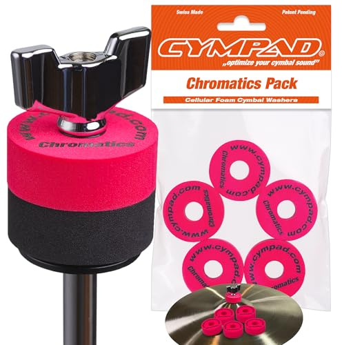 Cympad Rot Chromatics Schaumstoff-Beckenunterlagen, Memory Foam, 40/15 mm | Verbesserte Beckenresonanz, Universelle Passform für Beckenständer, Langlebige Druckbeständigkeit, Montage oben und unten