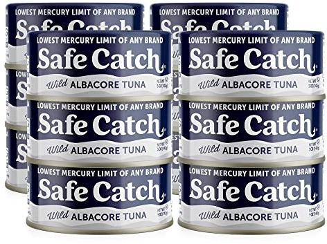Safe Catch Wild Albacore Tuna Canned Low Mercury Can Tuna Fish Steak Gluten-Free Keto Food Non-GMO Kosher Paleo-Friendly High Protein Every Can Of Tuna Is Tested No Water Oil Tuna, Pack of 12 5oz