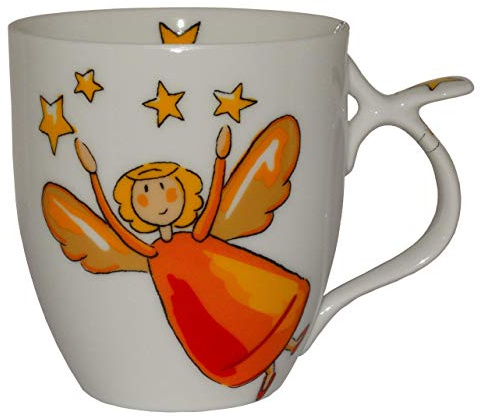 Cha Cult Porzellan Teetasse mit Schutzengel Motiv (mit Stern, Gelb)