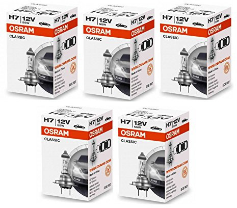 5 Stück Osram Classic 12V 55W PX26d Autolampen Abblendlicht, Hell