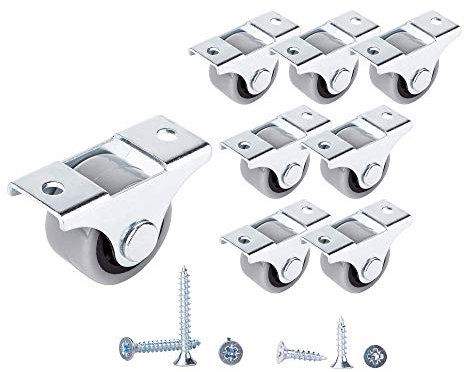 (Confezione da 8) Ruote in gomma da 25 mm Viti incluse Plastica con piastra metallica Set di piccole mini ruote Gummy Apparecchi per mobili Ruote di ricambio