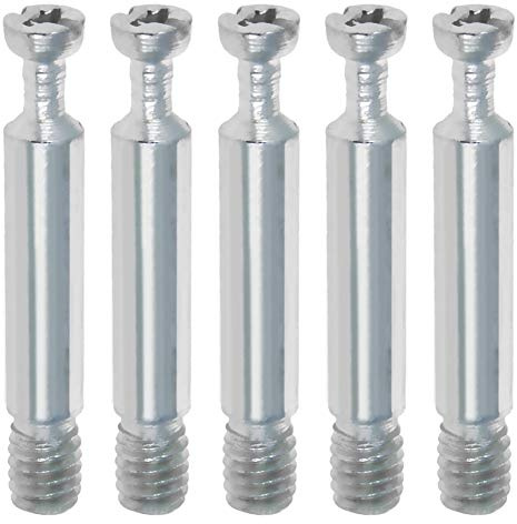 MroMax, 5 pezzi di raccordi per mobili, 6 x 40 mm, bulloni filettati, viti per armadietti, cassettiere e armadi, pannelli di collegamento, color argento