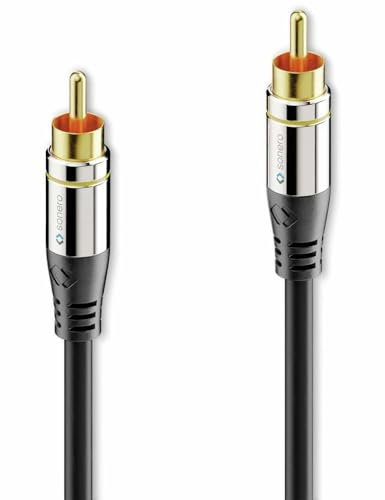Sonero Premium 1m Cinch Kabel, 1x Cinch Stecker auf 1x Cinch Stecker, Subwoofer, Verstärker, Beamer, AV Receiver, schwarz
