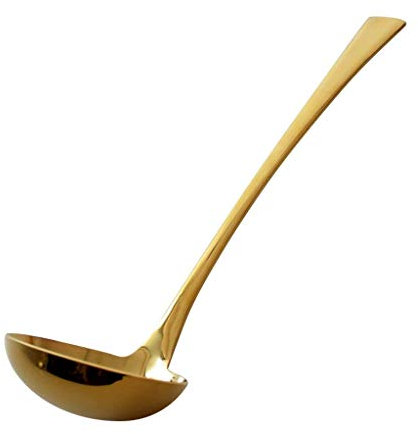Louche/Louche À Soupe Louche En Acier Inoxydable Doré Avec Cuillère À Long Manche, Grande Cuillère, Vaisselle Durable - Louche De 11,4 Pouces Avec Ovale-Golden