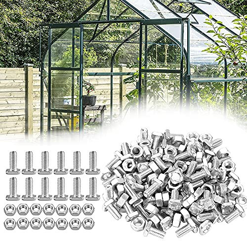 XCOZU 50 Pcs Nuts and Bolts Set, Greenhouse Accessories Parts, Square Head Aluminium Glasshouse Fasteners