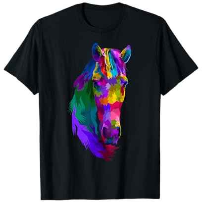 Colourful Pop Art Horse Portrait | Riding Funny Horses T-Shirt
