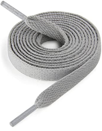 CCSOFTIME Flat Grey Shoe laces for Trainers Converse Air Force 1,Replacement Sneaker Laces for Sport Shoes,Casual Shoe,Wide 8mm Laces for Men Women Kids Adult,(1Pair-Grey-140cm)