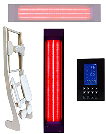Kit B : spot dorsal, plafonnier, commande et dossier, infrarotmed pour équiper le sauna avec assise et couchage, radiateur de chaleur profonde à encastrer dans le sauna.