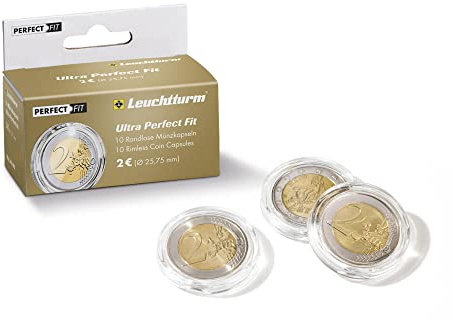 Leuchtturm 365347 Münzkapseln Ultra - 40 Stück für 2 Euro-Münzen - durchsichtige, klare Hülle für 25,75 mm Sammlermünze