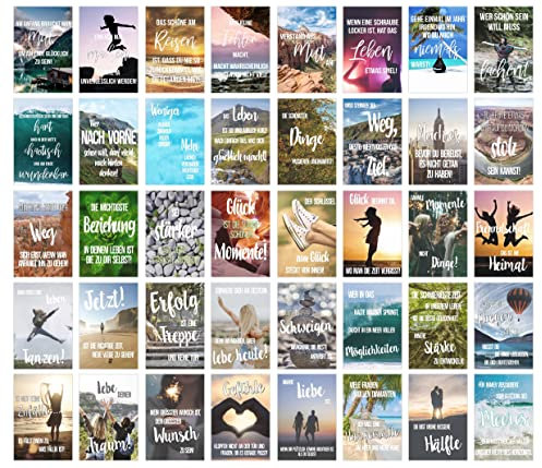 Edition Seidel Set 40 Postkarten Leben & Momente mit Sprüchen - Karte mit Spruch - Geschenk - Deko Liebe Freundschaft Leben Motivation Geburtstagskarten Bilder lustig Postkarte (SW02)
