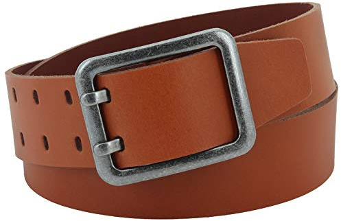 Vascavi Ledergürtel, 4,5 cm breit, Echtes Leder, Unisex Gürtel für Damen und Herren, MADE IN GERMANY, AM63-PL-Cognac-85