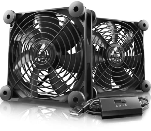 ANEXT, 120mm USB Computer Fan Black, 120mm Fan, Silent Fan for Receiver DVR PlayStation Xbox Computer Cabinet Cooling, 2 in 1 Packs Black