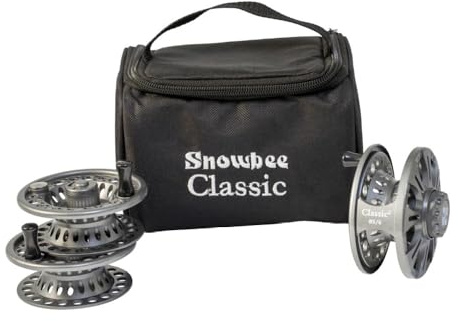 Snowbee Classic 2 Fly Reel Kit – #5/6 Large Arbor Fibreglass‑Reinforced Nylon Fly Fishing Reel with Two Spare Spools and Protective Case – Gunmetal Grey