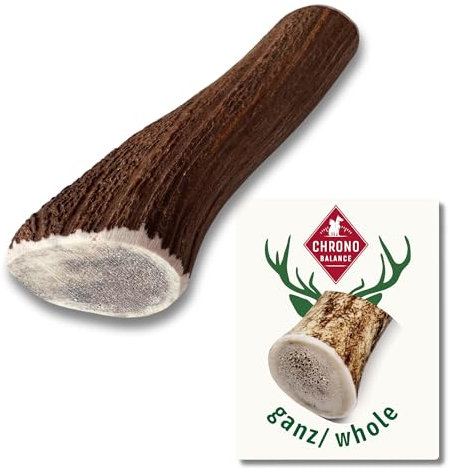 ChronoBalance-XL Corno di Cervo per Cani, Confezione da 1, 100% Naturale, Pezzi Interi, Cura Dentale, Giocattolo per Cani, Ricco di Minerali e Nutrienti, Lunga Durata