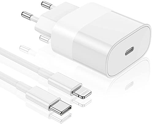 Cargador Rápido para iPhone 13 【Apple Certificado MFi】, 20W PD Tipo C Con Cable USB C a Lightning de 2M Compatible Con iPhone 13 Pro MAX 12 MAX 11 X 8, iPad
