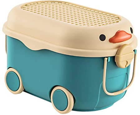 kowaku Caja de Almacenamiento de Juguetes con Forma de de Dibujos Animados con Ruedas contenedor de Almacenamiento contenedor de Ahorro de Espacio, Azul Medio