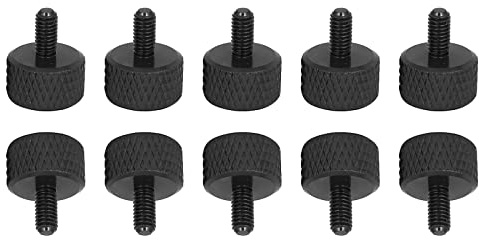 DTGN M3x6mm(DXL) Knurled Thumb Screws - 10Pack - Good for PC Computer Cases - Aluminum Alloy Thumbscrew Knurled Head Fully Threaded - Black