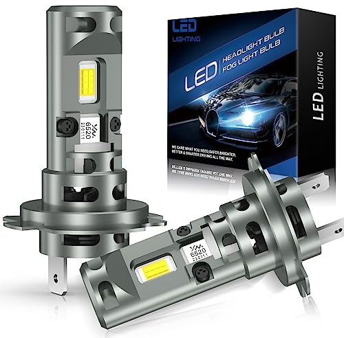 JOSHF Ampoule H7 LED, Anti Erreur CSP 120W 30000LM +700% Luminosité 6500K Blanc Phare pour Voiture et Moto, Améliorée Remplacement Ampoule Halogène-1:1 Mini LED H7, DC12V, 2 Ampoules