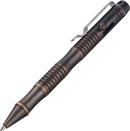 SMOOTHERPRO Massiver Messing Kugelschreiber | Bolt Action Metall Stift Kugelschreiber Edelstahlclip | für Tremor Parkinson Arthritis Hände | Business Büro EDC Unterschrift | Farbe Bronze (BB202)