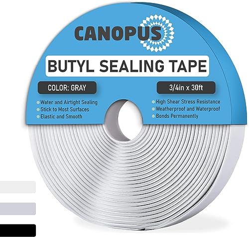 CANOPUS Nastro butilico per camper, caravan, grigio (2 mm x 20 mm x 9,1 m)