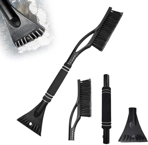 AOMAIGAD Spazzola da Neve per Auto,Raschietto Ghiaccio Auto,Raschietto per Ghiaccio e Spazzola da Neve 2 in 1,Rimovibile con Impugnatura Morbida Antiscivolo,per Auto (Nero)
