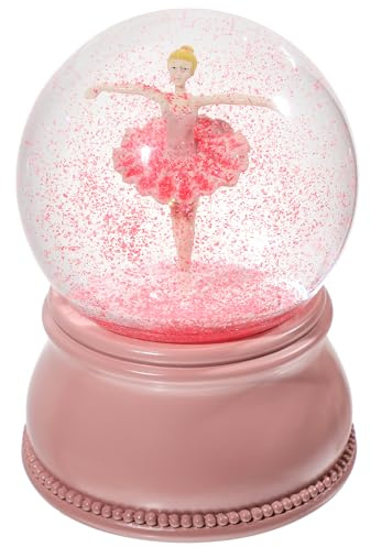 Ballerina Musical Snow Globe for Girls Rotating Dance Figurine Snow Globes | Wind Up Musical Design Rotating Ballerina Figure Pink Glitter Snow Effect Glass & Resin Craft Desk Decor Ballet Gift