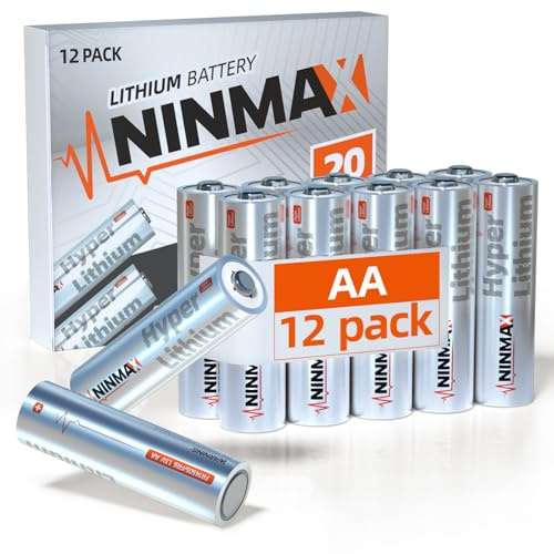 NINMAX® Lithium AA Batteries 12 Pack, 3500mAh 1.5V Longest Lasting Bulk Pack Double A Battery for High-Drain Devices【Non-Rechargeable】