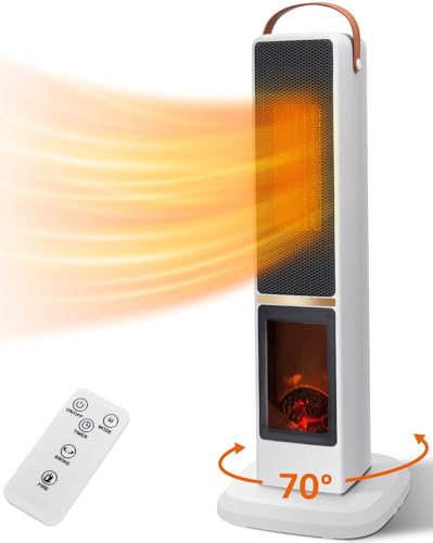 Taylor Swoden Dana - Stufetta elettrica da 2000W per uso interno con camino, rapido e sicuro Termoventilatore ceramico PTC, oscillazione a 70°, timer da 12 ore, 3 modalità, telecomando