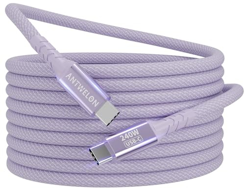 ANTWELON 240W Câble USB C vers USB C 2M PD 3.1 USB Type C Charge Rapide Nylon Cable pour iPhone 16 15 Pro Max Samsung Galaxy S24 S23 Macbook Pro iPad Pro (violet)