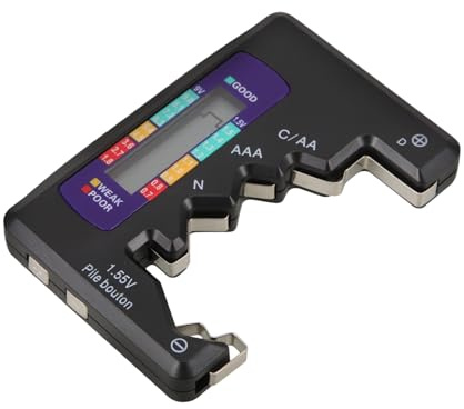 Angoily Digitales Batterieprüfgerät für Knopfzellen und 9v-batterien Schwarz aus Kunststoff Zuverlässiges und Genaues Messgerät zur Erhaltung der Geräteleistung