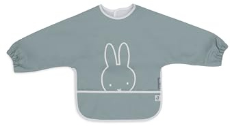 Jollein Bavaglino con maniche Baby – Miffy Peekaboo, Sea Green – Impermeabile – Chiusura in Velcro – Bavaglino per Bambini