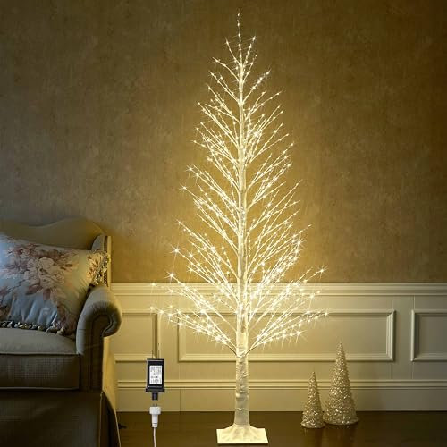 Hairui beleuchteter Zweig weißer Alpenbaum mit Feen-Lichtern 180cm 810 LED für Indoor Outdoor Haus und Weihnachtsferien Dekoration