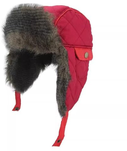Bomber Hat Kinder Fliegermütze mit Ohrenklappen Jungen Mädchen Trapper Hut Kunstfellmütze Warm Wintermütze für Baby von 3-4 Jahre (DE/NL/SE/PL, Numerisch, 52, Rot)