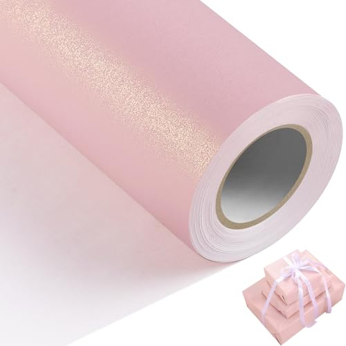 woric Pink Wrapping Paper Roll 43cm x 12m, Matte Gift Wrap
