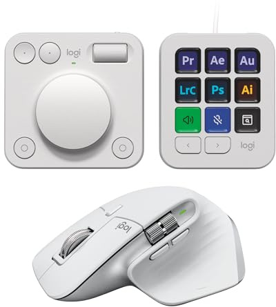 Logitech MX Master 3S und Creative Console Bundle: Präzisionsmaus, programmierbare Tasten, Drehregler, für Grafikdesign, Videobearbeitung, Adobe, Zoom - Light Grey
