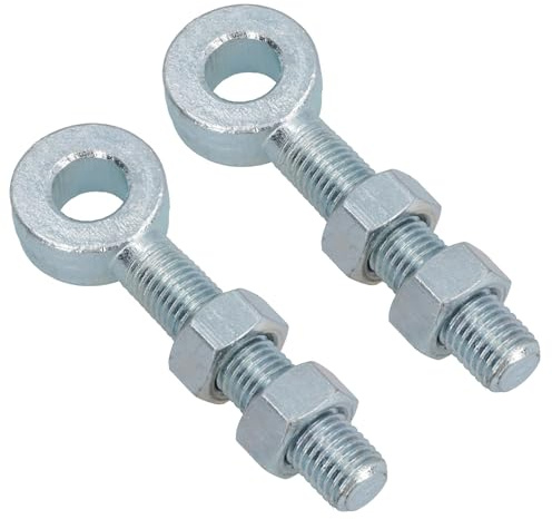 Bisagra de perno de ojo largo para puerta oscilante + tuercas ajustables galvanizadas 20 x 100 mm, 2 unidades