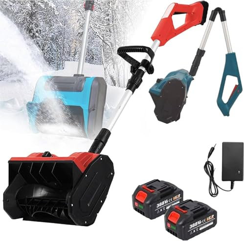 FANYING Pala quitanieves inalámbrica sin escobillas, barredora de Nieve Manual eléctrica, Pala 28 cm Ancho, pequeña Herramienta Limpieza para el hogar, Carreteras con batería y Cargador,Red