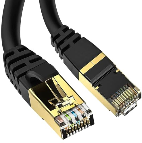 ATEK Cat 8 Ethernet Cable 5m, High Speed 40Gbps 2000MHz LAN Network Cable, RJ45 Shielded S/FTP Internet Patch Cord for Router, Modem, Gaming, PC, Laptop, PS5, Xbox, (Black)