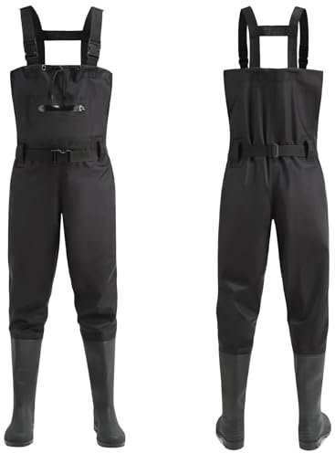 bluaqua Wathose für Herren und Damen Verdicken, Angelhose mit Stiefeln, Wathose, Brusttaschen, verstellbare Träger, Nylon-Wathose, Angelhose (43)