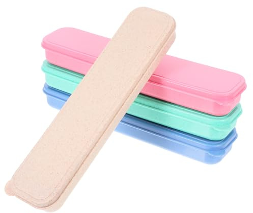 Alipis Estuche Portátil de Vajilla 4 Piezas en PP Resistente, Colores Beige Azul Rosa Verde, Tapa, para Viaje y Uso Doméstico