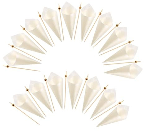 Alipis Conos De Madera Desechables Para Aperitivos y Cucuruchos Incluye Conos y Palillos De Fruta Para Fiestas y Catering
