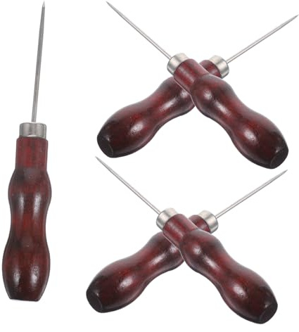 Artibetter Set di 5 Punteruoli da Cucito Manico in Legno per Pelle