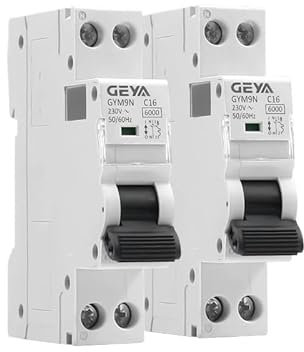 Interruttore Magnetotermico Differenziale 2 pezzi GEYA GYM9N 6KA MCB 6A 10A 16A 20A 25A 32A 40A 220V AC Interruttore automatico Curva C Curva B 1P+N(B Curve 2PCS,6A)
